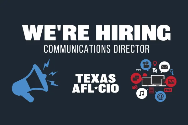 Graphic reading: We're Hiring - Communications Director